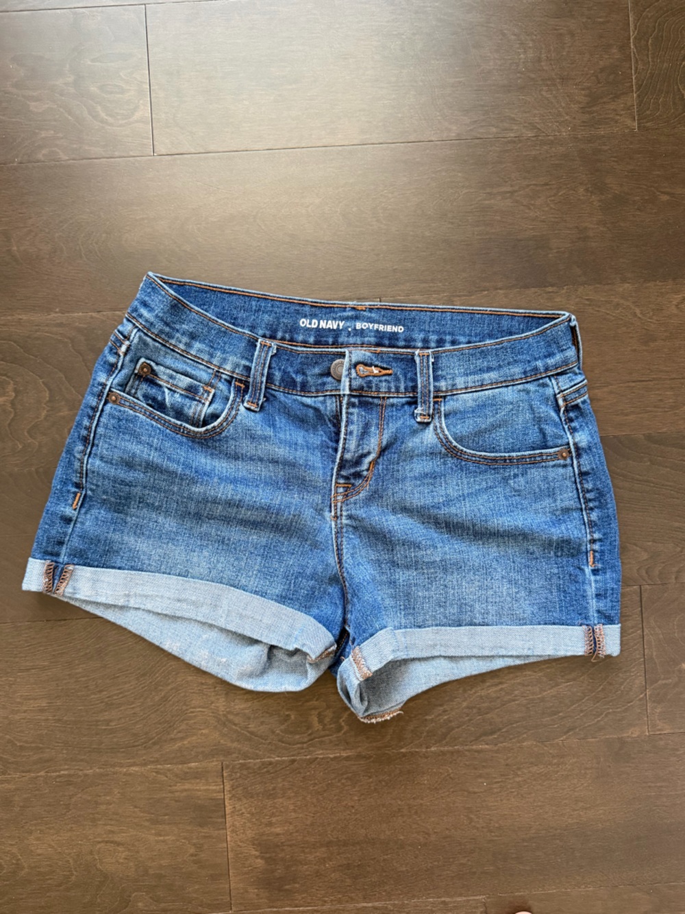 Old Navy Blue Denim Boyfriend Cuffed Shorts